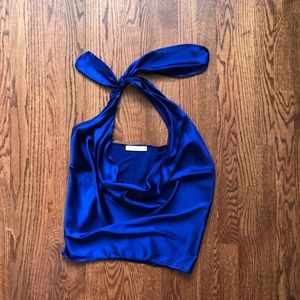 Silk blue halter top